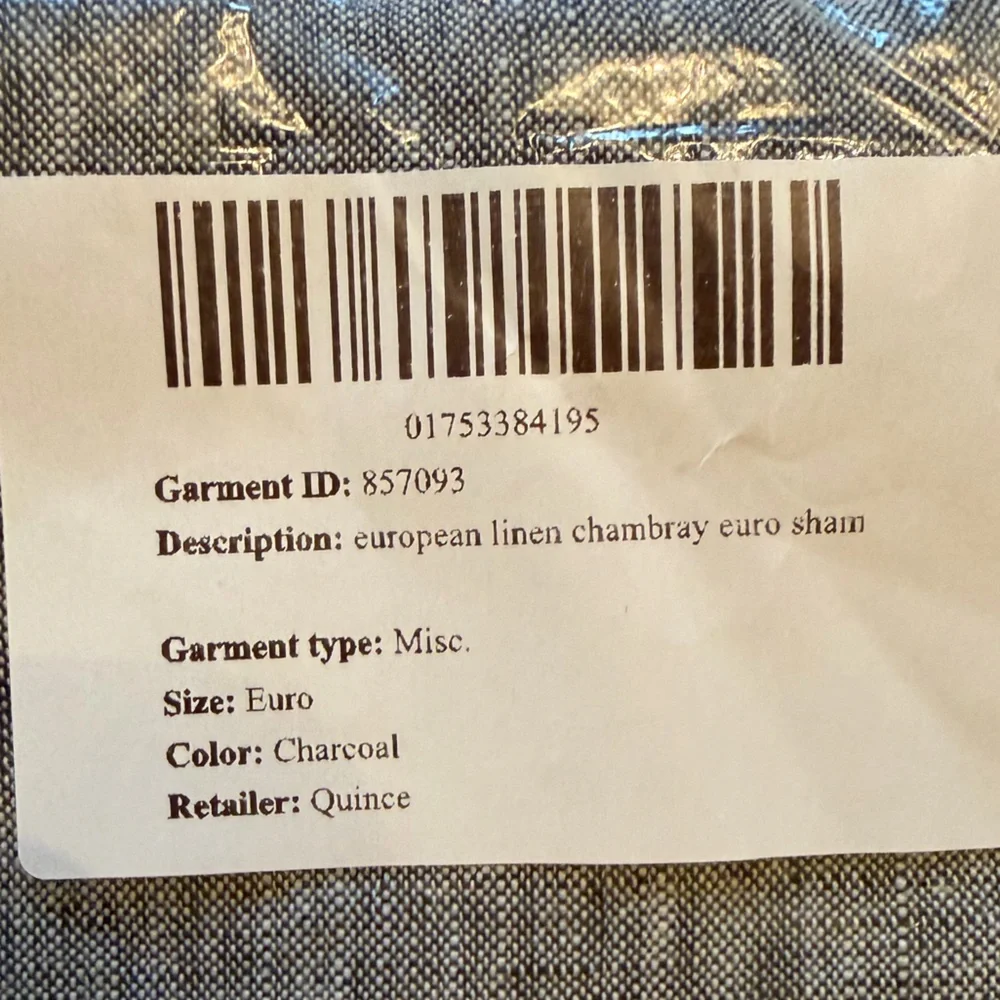 NWT Quince European Linen Chambray Euro Sham Charcoal Grey